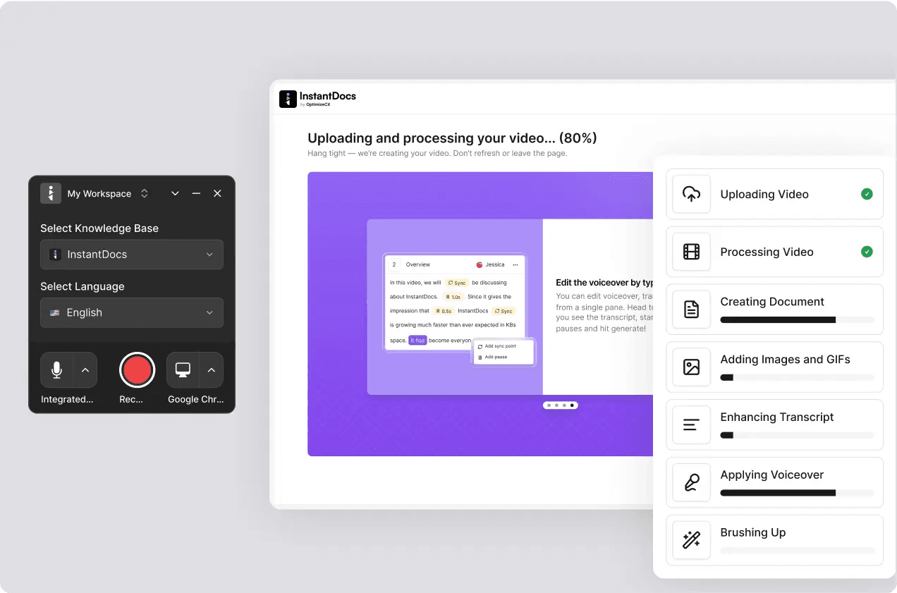 Screenshot showing InstantDocs recording feature.