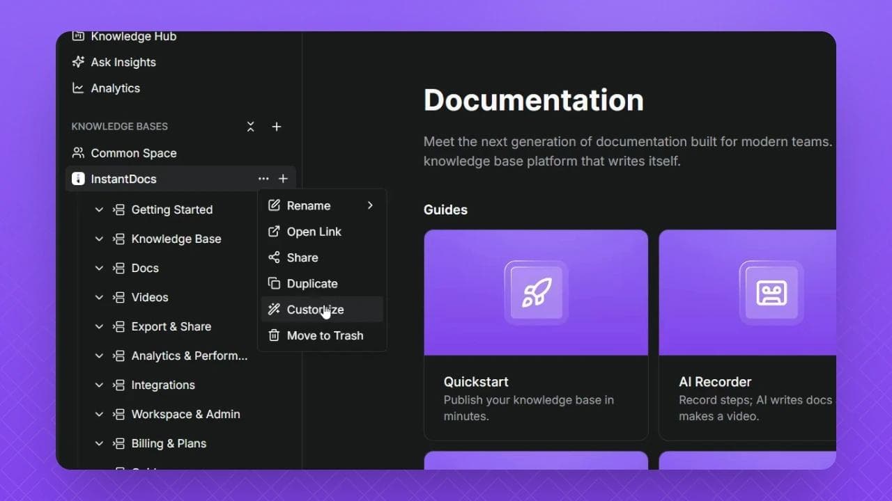 InstantDocs brand customization feature